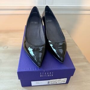 Stuart Weitzman Black Patent Pointed-Toe Flats